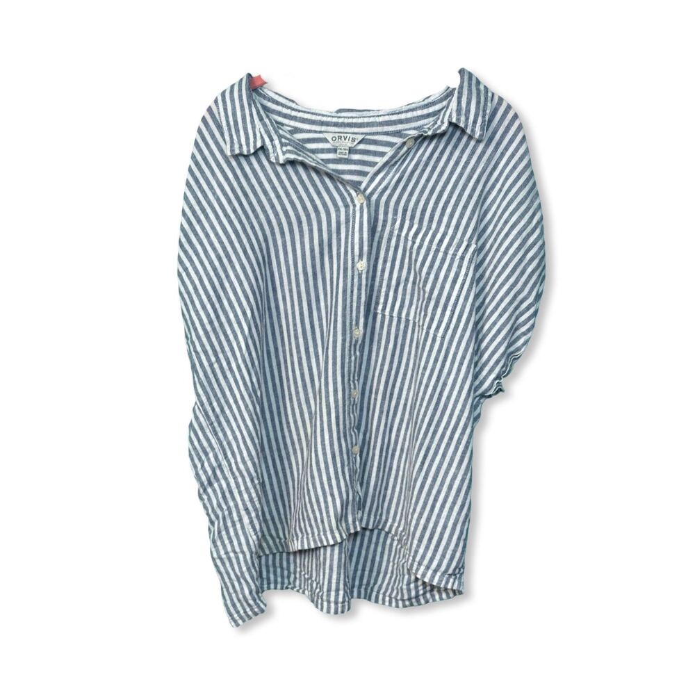 Orvis 100% Linen Button-Up Top Size XXL | Neutral | Coastal Grandma
